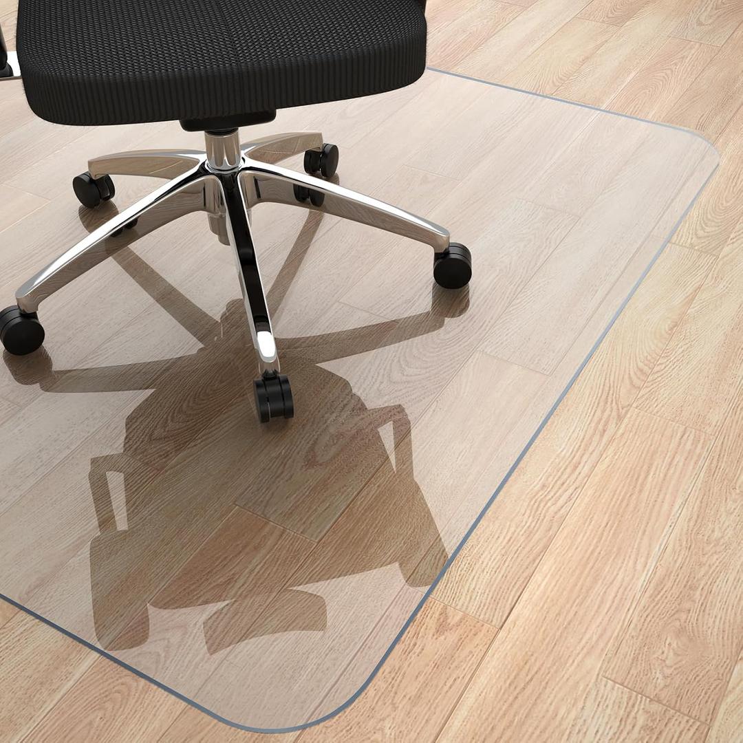 Yecaye Office Chair Mat for Hardwood Floor, Clear Computer Desk Chair Mat, PVC Heavy Duty Floor Protector for Rolling Chairs, Can't be Used on Carpet (Transparent, 46" x 60"), 46" x 60" Rectangle