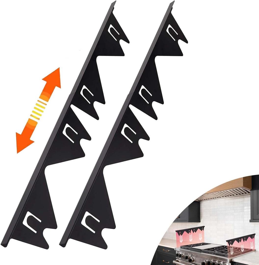 Stove Gap Covers Stainless Steel,2 Pack Stove Gap Filler,Stove Guard for Gas Stoves Oven Counter Side Gap, Retractable Length 13.8" to 27.5", Width 0.79",Heat Resistant and Easy to Clean (Black)