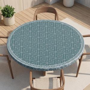 Joy Bubble Round Fitted Tablecloth with Elastic Edge Waterproof Wipeable Table Cover for Indoor Kitchen & Dining Room Circle Table Cloth, Fits 36"-44" / 45"-56" Round Tables
