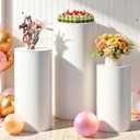 Cylinder Stands for Party, 3Pcs White Cylinder Pedestal Stand, Cilindros Para Fiestas Cake Table Stand Parties Round Cylinder Display Plant Stand for Wedding Birthday Decor 35"(XXL) 29.5"(XL) 23.6"(L)