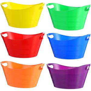 Patelai 6 Pcs Plastic Ice Buckets with Handles,7 Liter,Multicolor