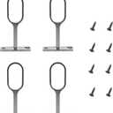4PCS Zinc Alloy Clothes Rod Clothes Holder Flat Pipe Flange Top Mounted Thickened Clothes Holder with Screws 70x39.4x15.3mm Silver Oval Closet Rod Support