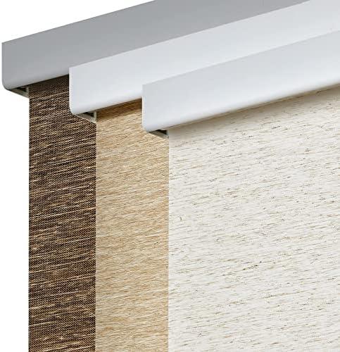 Persilux Cordless Shades for Windows, Light Filtering Roller Blinds for Windows (Cream 33" W x 72" H) Natural Woven Fabric Free-Stop Thermal Insulation Privacy Roller Window Blinds for Windows, Home