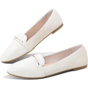 Obtaom Women's Pointy Toe Loafer Flat Comfortable Faux Suede Work Shoes,Cute Penny Loafer Slip On Ballet Flat (8, Beige Faux Leather1) Obtaom Women's Pointy Toe Loafer Flat Comfortable Faux Suede Work Shoes,Cute Penny Loafer Slip On Ballet Flat (8, Beige Faux Leather1)