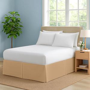 Premium Queen Size Bed Skirt by Comfort Beddings – 100% Cotton Blend, 11" Drop Length, Split Corner, Tailored Fit, Elegant Pleated Style, Taupe