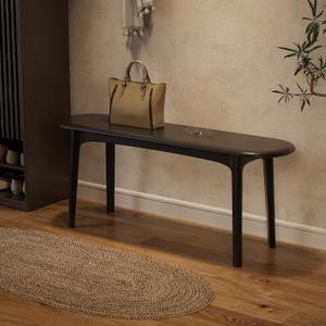 39" Solid Wood Small Dining Bench, Entryway Bench, Black, 39.4 inches x 11.8 inches x 19.7 inches