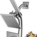 SOOOHOT Shower Faucet Set Dual Shower Heads with Handheld Spray Combo, All Metal 6" Dual Shower Head Combo and 3-Way Diverter, Shower Faucet Set with Valve (Brushed Nickel)