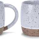 Elanze Designs Speckled Raw Bottom 17 ounce Ceramic Mugs Pack of 2, White