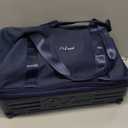 Expandable Rolling Travel Bag with Removable Wheels & Handle, Large Capacity Wheeled Duffle Tote, Foldable Carry On Luggage for Women, Lightweight Weekender Overnight Bag (DarkBlue)