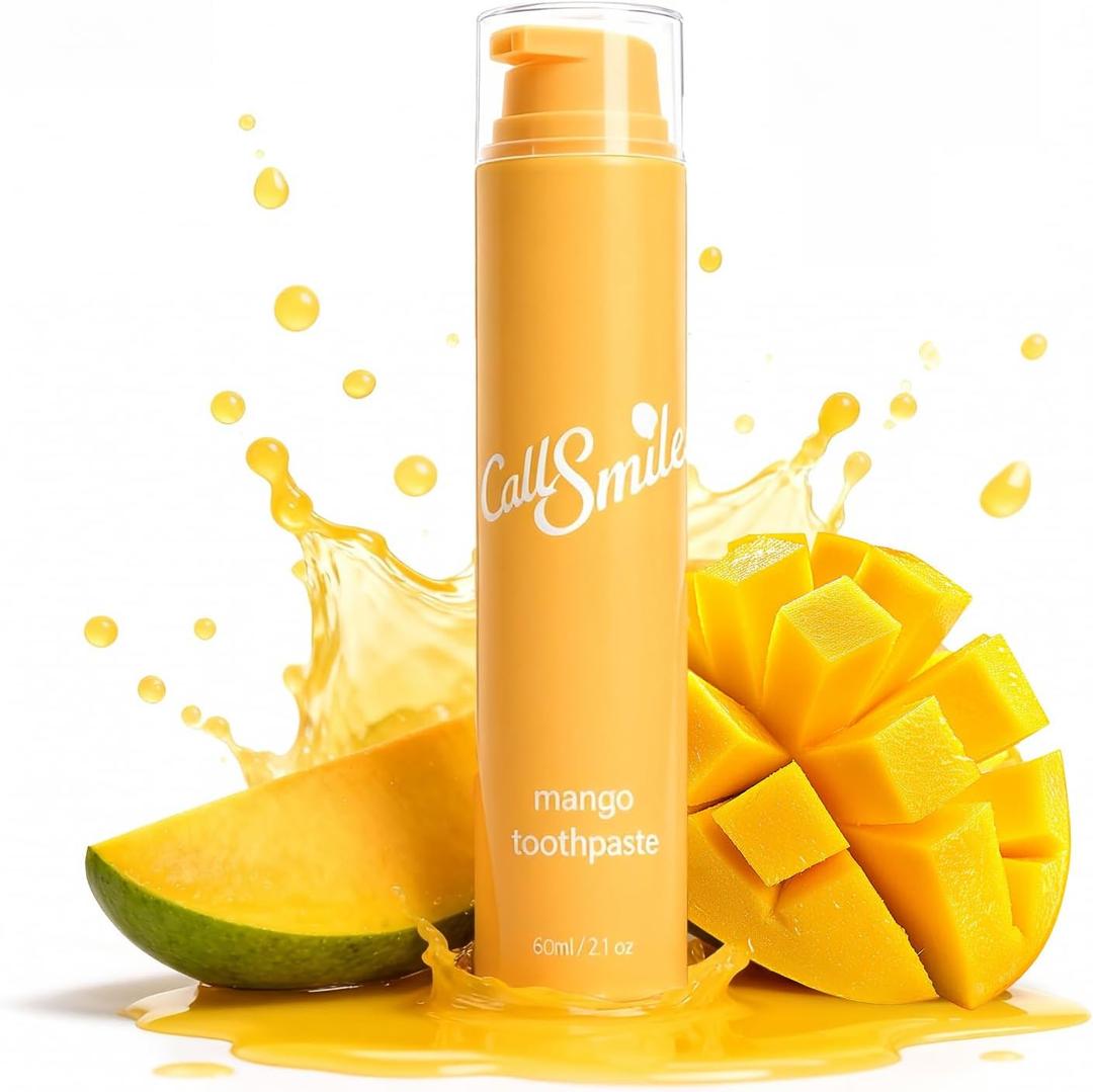 CALLSMILE Mango-Flavored Fluoride-Free Toothpaste, Easy-Press Pump, 60g - Fruity Flavors, No SLS, Non-Toxic, No Sweeteners, for Adults & Kids, Gentle for Sensitive Teeth, ValentGine's Day Gifts