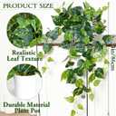 Waipfaru Fake Plants Artificial Plants Indoor, 1Pcs 34" Realistic Artificial Hanging Fake Pothos Vines Ivy Potted, Faux Pothos for Living Room Office Bedroom Bathroom Kitchen Shelves Indoor Home Decor