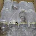 Gerrii 24 Pcs 16 oz Clear Plastic Mason Jars with Lids Refillable Mason Cocktail Cup Empty Canning Overnight Oats Container Plastic Candy Storage Jars Containers for Honey Spices Herbs (Gold)