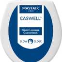 Mayfair Caswell Modern Slow Close Toilet Seat, Easy Clean Hinges and Durable Plastic Seat, Made in USA, Round, White