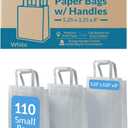 Reli. 110 Pack | 5.25"x3.25"x8" | Small White Gift Bags w/Handles | Kraft Paper Shopping, White Paper Bag for Gifts, Retail, Merchandise, Party Favors