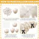 Pearl White Sand Balloon Garland Arch Kit 153 Pcs Garland Balloon Bow Pearl Sticker Party Decor for Wedding Bridal Engagement Coquette Birthday Party Decorations