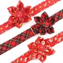 Beirui Cute Christmas Dog Collar with Removable Flower,Soft & Comfy Fall Dog Collar with Durable Metal Buckle,Holiday Girl Dog Collars for Small Medium Large Dogs(Plaid,L)