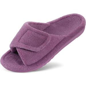 Litfun Women's Orthopedic Slippers with Arch Support Adjustable Open Toe House Shoes for Plantar Fasciitis (Purple, M)