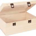 Unfinished Wooden Box,12 x 9 x 5 Inch Natural Wood Boxes Large Wooden Box with Hinged Lid and Front Clasp DIY Wood Boxes Craft Stash Boxes for Art Hobbies Gifts and Home Storage