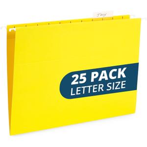 Blue Summit Supplies Hanging File Folders, 25 Reinforced Hang Folders, Designed for Home and Office Color Coded File Organization, Letter Size, Yellow, 25 Pack