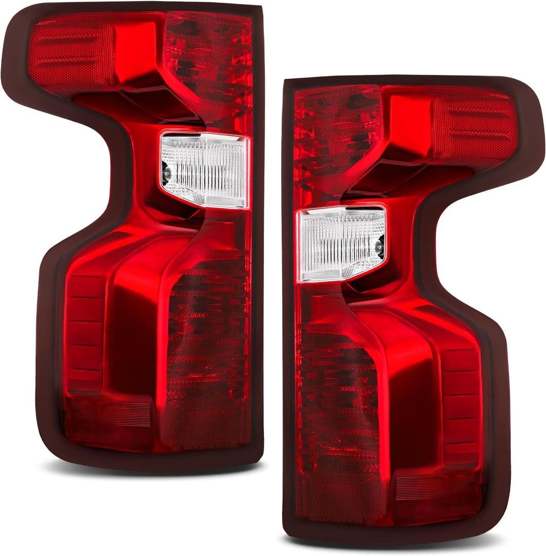 Tail Lights Assembly Fit For 2019-2023 Chevy silverado 1500 / 2500HD / 3500HD 19-23 Chevy Silverado 1500 / 2500HD / 3500HD HD Rear Brake Lamp Included Bulbs Left And Right Side (Dark red)