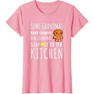 Funny Pickleball Grandma Stay Out of the Kitchen Player T-Shirt, S , Pink
