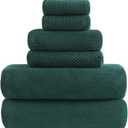 YTYC 29x59 Inch Bath Towels Set of 6 Large, Super Soft Absorbent Lint Free Microfiber Towels for Bathroom 80% Polyester (Dark Green, 6 Piece)