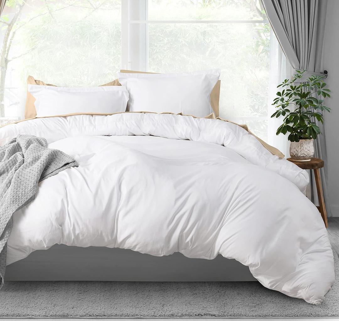 Utopia Bedding Duvet Cover Queen Size - 3 Piece with Zipper Closure - 1 Comforter Cover 90X90 Inches & 2 Pillow Shams 20X26 Inches (White) Comforter Not Included