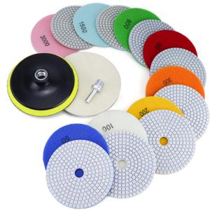 Diamond Polishing Pads 5 Inch with 5/8-11 Hook & Loop Backing Pads, 10pcs Wet/Dry Concrete Polish Tools Kit for Drill, Grinder, Polisher, 50-3000 Grit Polishing Set for Marble Granite Quartz Stone