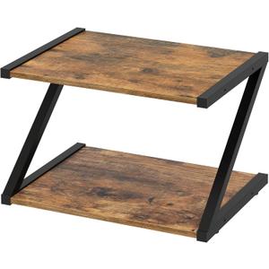 YATINEY Desktop Printer Stand, 2-Tier Printer Table with Storage Shelf, Under Desk Printer Stand for Office, Open Organizer Shelf, Easy Assembly, Rustic Brown PS02BR