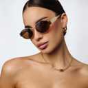 AIEYEZO Retro Oval Sunglasses for Women Fashion Polarized Sun Glasses Oval Metal Frames UV400 Protection Lens (2 Pack (Gold/Grey + Gold/Brown))