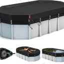 QH.HOME 15x30 Ft Oval Pool Cover for Steel Wall Pool,[Ultimate Windproof & Tear-Resistant Fabric],Snug Fit with Patented Ratchet & Weight Rings, Blocks Leaves &Waterproof