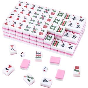BeautyChen American Mahjong Tile Set, 166 Pcs 1.2" Mahjong Tiles with 3 Dices 1 Instruction, Mahjong Game Set for Adult Family & Friends Gatherings, Mahjong Lovers, Beginners (Pink)