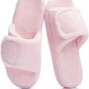 Cozy Adjustable Slippers for Women - Plush Open-Toe Design with Memory Foam, Customizable Fit for All-Day Relaxation, Soft House Shoes for Indoor Comfort(Pink,9-10US)