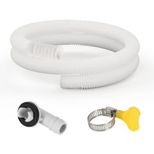 HOXHA 5 Ft Air Conditioner Drain Hose Kit Plastic Tubing for AC Condensate Flexible Durable Drain Hose for Mini Split AC Portable AC Washer Dishwasher Faucet, White