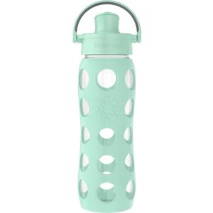 Lifefactory 22-Ounce Glass Water Bottle with Active Flip Cap and Protective Silicone Sleeve, Mint (22 Ounces)