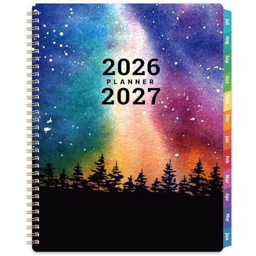 Planner 2026-2027 - Academic Planner 26-27, July 2026 - June 2027, 8" x 10", 2026-2027 Planner Weekly and Monthly, 26-27 Calendar Planners with Colorful Tabs, Spiral Binding, Pocket - Galaxy Forest