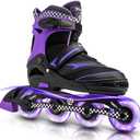Ruthfot Adjustable Inline Skates for Boys and Girls with Full Light Up Wheels, Outdoor Rollerskates for Kids and Women, Medium 