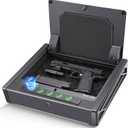 SOULYI Biometric Fingerprint Gun Safe for 3 Pistols Safe DOJ Certified with 3 Quick Access Handgun,Digital Keypad Matt Black Bedside Firearm Safety Car Safe Hardened Steel Lock Box