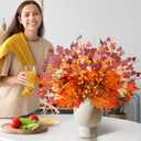 12 Pcs Pcs 20 Inch Fall Decorations Artificial Fall Flower Decor Maple Leaf Pumpkin Autumn Floral Picks Berry Stems Fake Flower Centerpieces for Table Thanksgiving Home Decor (Pumpkin)