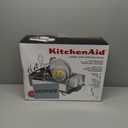 KitchenAid Large Capacity Full Size Rust Resistant Dish Rack with Angled Drain Board and Removable Flatware Caddy, Light Grey