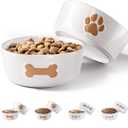 Ceramic Dog Bowl Set of 2 with Anti-Skid Base - 5" Wide x 2" Tall Ceramic Dog Bowls for Small Dogs - 2 Cup Capacity Food and Water Bowls for Dogs - Rubber Bottom Pet Bowl Set of 2 for Small Pets (Brown)