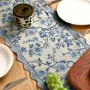 HunnmingRe Chinoiserie Table Runner Blue and White Floral Table Runner Vintage Chinoiserie Decor Spring Decorative Dinner Tablecloth for Home Dining Kitchen Seasonal Party Decor, 12x71 Inch