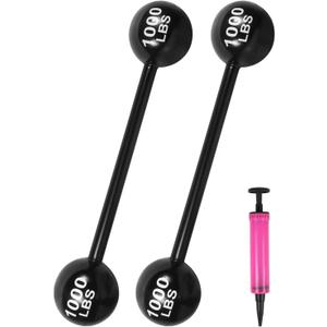 2 PCS Giant Inflatable Dumbbell Barbell,Funny Carnival Circus Birthday/Halloween Party Decorations Fake Weights Cosplay Props Party Supplies,Blow Up Strongman Costume Photo Booth Props Accessory