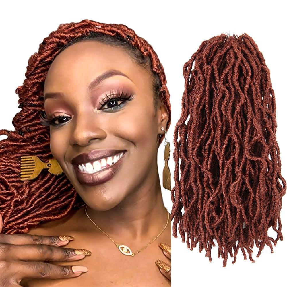 Niseyo Faux Locs Crochet Hair 14 Inch Soft locs, 6 Packs Short Crochet Locs Pre Looped Crotchet Straight Synthetic Hair Extensions (350#, Ginger Red)