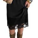 Verdusa Women's Satin Lace Trim Midi Skirt Flowy A Line Elegant Going Out Knee Length Skirts, Small