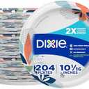 Dixie Large Paper Plates, 10 Inch, 68 Count, 3 PCs 2X Stronger*, Microwave-Safe, Soak-Proof, Cut Resistant, Disposable Plates For Everyday Breakfast, Lunch, & Dinner Meals