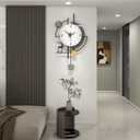 FLEBLE Extra Large Wall Clock for Living Room Decor Modern Wall Clocks Decorative Silent Battery Operated Non-Ticking for Bedroom Office Kitchen Indoor 32 inch Black Pendulum Wall Watch Clock for Home, 19*32 in