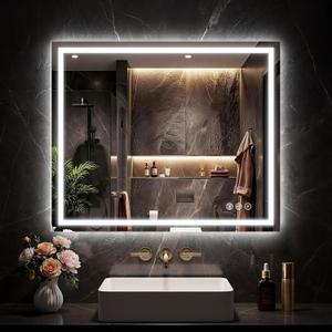 LED Bathroom Mirror, 30"x36" with Frontlit and Backlit Anti-Fog Mirror with Lights LED Vanity Mirror for Bathroom 11 Colors Temperature & Dimmable Bathroom Mirror with HD Tempered Glass