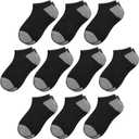 Comfoex 10 Pairs Boys Socks 4-6 6-8 8-10 Years Old Low Cut Ankle Athletic Socks For Kids Short Half Cushioned Socks