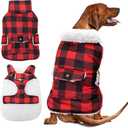 ORZECHKO Dog Winter Coat - Windproof Fleece Warm Thick Dog Jacket Clothes for Cold Weather - Plaid Pet Vest Coat Outfits for Small Medium Large Dogs - Indoor & Outdoor Use XL